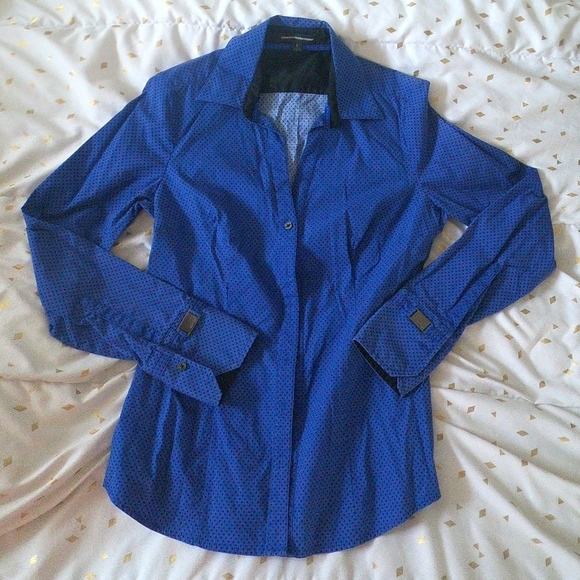 Express Design Studio Polka Dot Button Up Size S - Picture 2 of 7